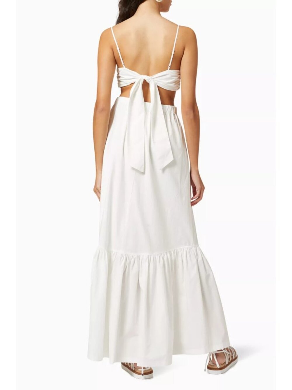 NWT SIMKHAI Kennedi Cutout Cotton Poplin Maxi Dress White M - Picture 9 of 11